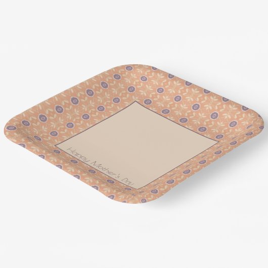 Lichte perzik en Paarse Papieren Bordje (Gebogen)