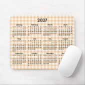 Lichte Perzik Gingham Whimsische 2027 Agenda Muismat (Met muis)