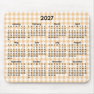 Lichte Perzik Gingham Whimsische 2027 Agenda Muismat