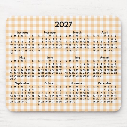 Lichte Perzik Gingham Whimsische 2027 Agenda Muismat (Voorkant)