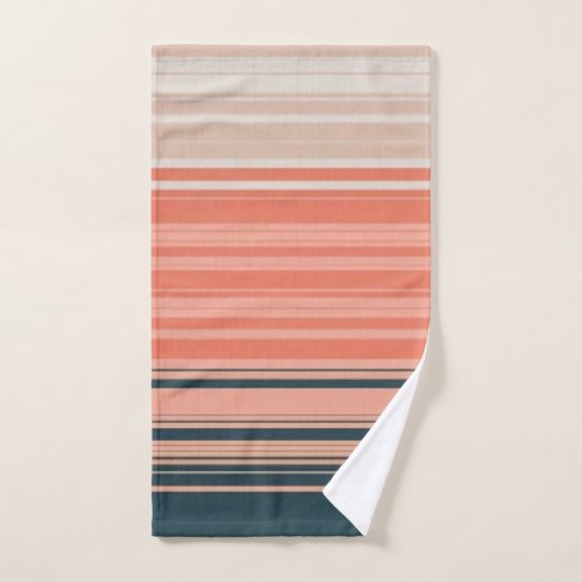 Lichte perzik, koraal en oranje gestreept patroon bad handdoek (Handdoek)