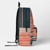 Lichte perzik, koraal en oranje gestreept patroon bedrukte rugzak (Links)