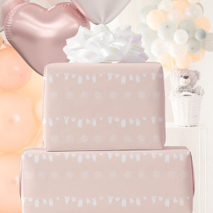 Lichte Perzik Minimalistische Baby Meisje Shower Cadeaupapier