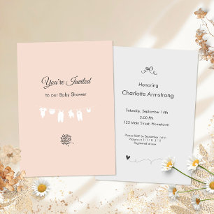 Lichte Perzik Minimalistische Baby Meisje Shower Kaart