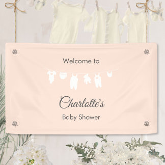 Lichte Perzik Minimalistische Baby Meisje Shower Spandoek