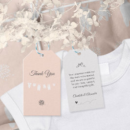 Lichte perzik minimalistische babyshower voor meis cadeaulabel