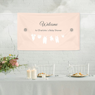 Lichte Perzik Minimalistische Welkom Baby Meisje S Spandoek