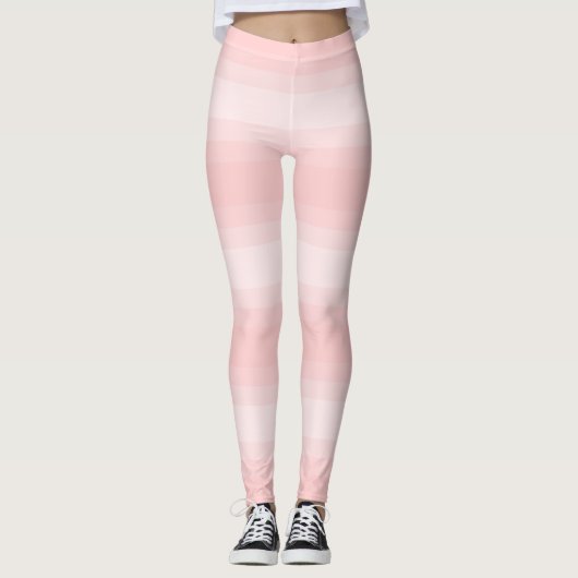 Lichte perzik strepen Schattige Stijlvolle Sjabloo Leggings (Voorkant)