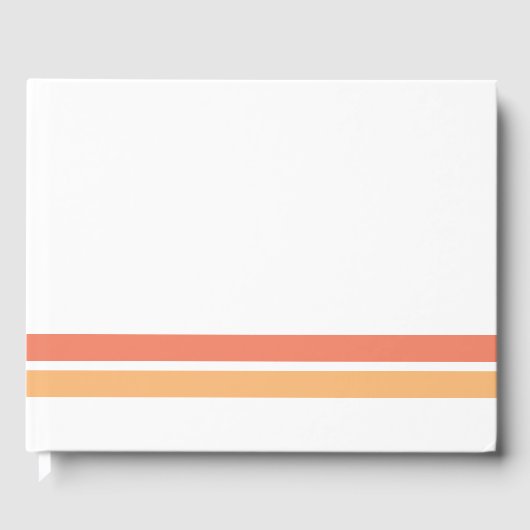 Lichte perzik zalm rand racing strepen op wit gastenboek (Voorkant)