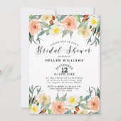 Lichte perziken en witte tuinbloemen aan de rand kaart (Voorkant)