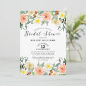 Lichte perziken en witte tuinbloemen aan de rand kaart (Staand voorkant)