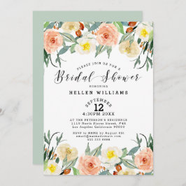 Lichte perziken en witte tuinbloemen aan de rand kaart