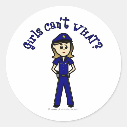 Lichte politieman ronde sticker (Voorkant)