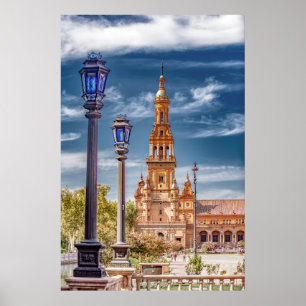 Lichte posten op Plaza de Espana Poster