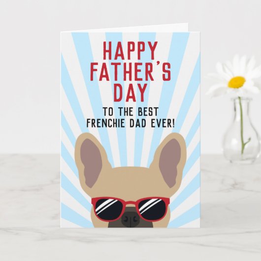 Lichte reebruine Franse Bulldog Vaderdag Kaart (Kleine Plant)