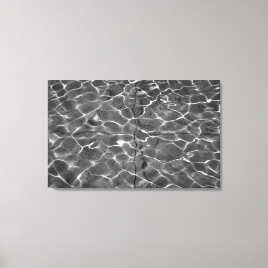 Lichte reflecties op water: zwart en wit canvas afdruk (Voorkant)