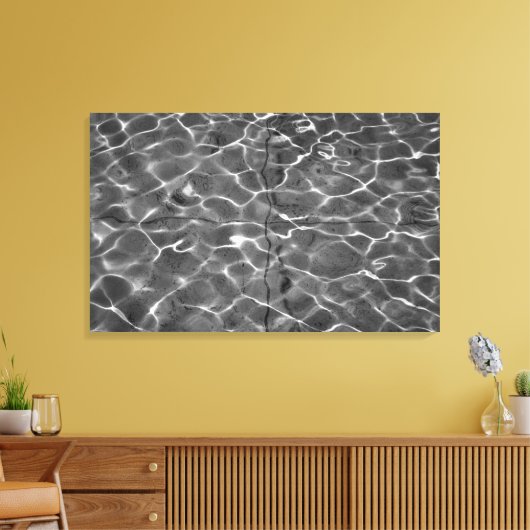 Lichte reflecties op water: zwart en wit canvas afdruk (Insitu (Woonkamer))