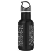Lichte reflecties op water: zwart en wit waterfles  (Achterkant)