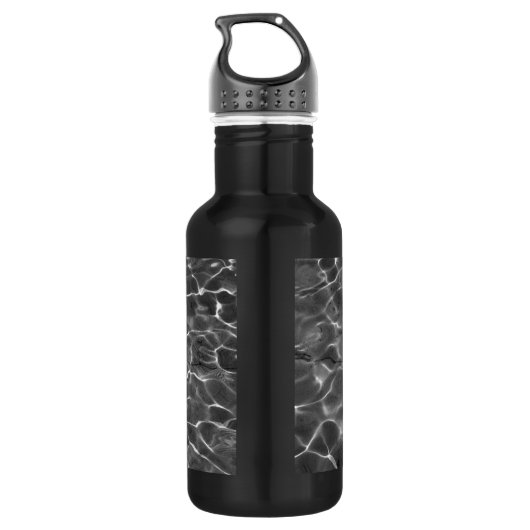 Lichte reflecties op water: zwart en wit waterfles  (Achterkant)