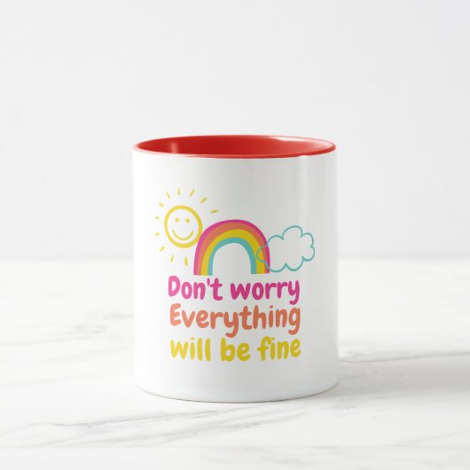 Lichte regenboog, zon en wolken mok (Midden)