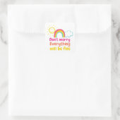 Lichte regenboog, zon en wolken vierkante sticker (Tas)
