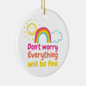 Lichte regenboog, zon en wolkennet keramisch ornament (Rechts)