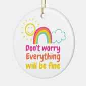 Lichte regenboog, zon en wolkennet keramisch ornament (Links)