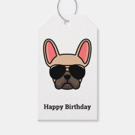 Lichte rehfarbene Franse Bulldog-hulptags Cadeaulabel