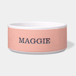 Lichte rode chevron Grote Dog Bowl Voerbakje