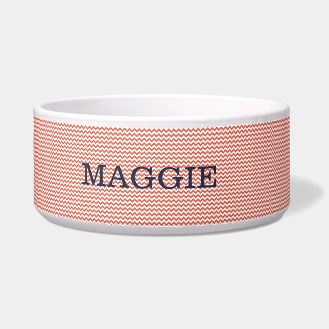 Lichte rode chevron Grote Dog Bowl Voerbakje (Voorkant)