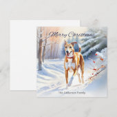 Lichte rode Fawn Greyhound hond in de sneeuw Kerst Feestdagenkaart (Voorkant / Achterkant)