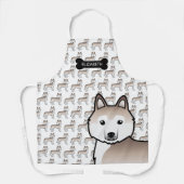 Lichte Rode Siberische Husky Cartoon Hond & Naam Schort (Voorkant)