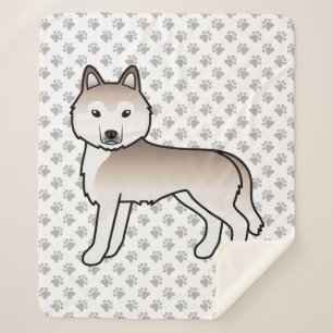 Lichte rode Siberische Husky Schattige Cartoon Hon Sherpa Deken