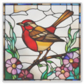 Lichte Roodborst in Glas in Lood Sticker (Voorkant)