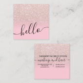lichte roos goud glitter ombre snoep roze hallo vierkante visitekaartje (Voorkant / Achterkant)