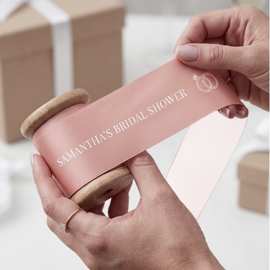 Lichte Roze Aangepaste Bruiloftsdouche Satijnen Lint