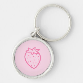 Lichte roze aardbei sleutelhanger