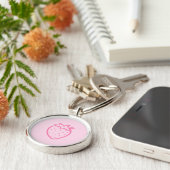 Lichte roze aardbei sleutelhanger (Zijkant)