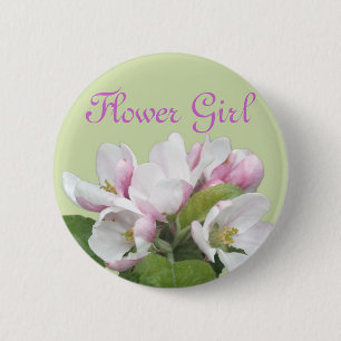 Lichte roze appelbloem-bruiloft ronde button 5,7 cm