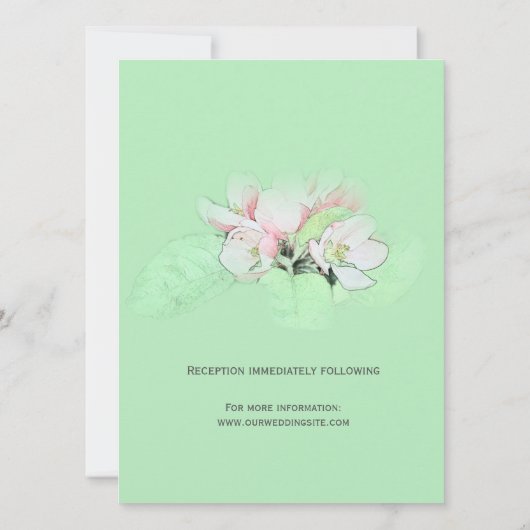 Lichte roze appelbloem voor de groene bruiloft kaart (Achterkant)