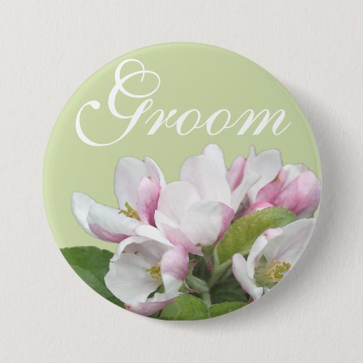 Lichte roze appelbloemen bruiloft ronde button 7,6 cm (Voorkant)