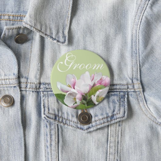 Lichte roze appelbloemen bruiloft ronde button 7,6 cm (In situ)