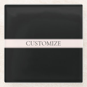Lichte roze blush streep & elegante bewerkbare tek glazen onderzetter