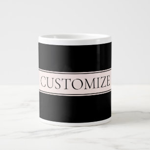 Lichte roze blush streep & elegante bewerkbare tek grote koffiekop