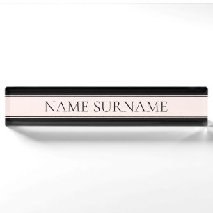 Lichte roze blush streep & elegante bewerkbare tek naambordje