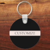 Lichte roze blush streep & elegante bewerkbare tek sleutelhanger (Achterkant)