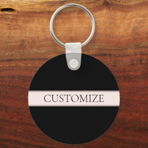 Lichte roze blush streep & elegante bewerkbare tek sleutelhanger
