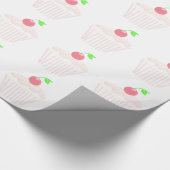 Lichte Roze Cupcake met Kers erop Cadeaupapier (Hoek)