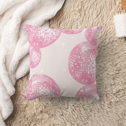 Lichte Roze Discoballen, Meisjesachtige Retro Stij Kussen (Deken)