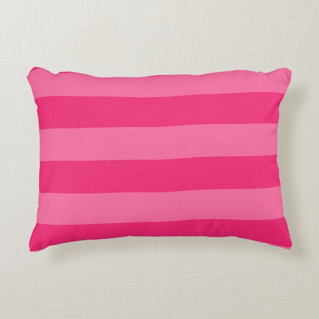 Lichte roze en hete roze strepen accent kussen (Voorkant)